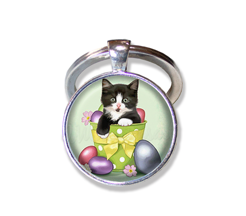 Pastel Easter Eggs Tuxedo Cat