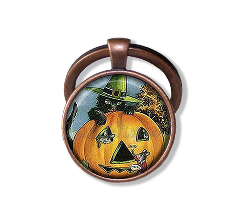 Vintage Black Cat with Pumpkin