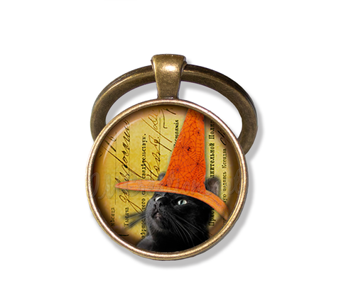 Black Cat Orange Witch Hat