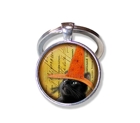 Black Cat Orange Witch Hat