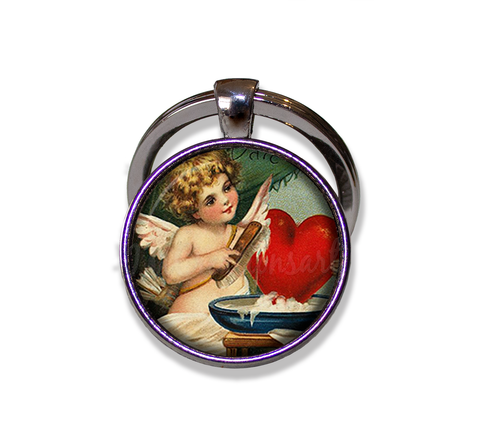 A Vintage Cupid Polishing Heart