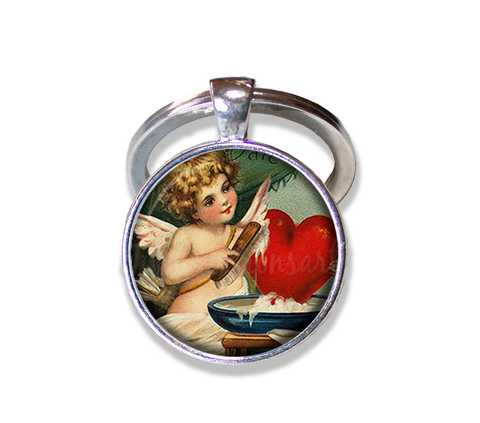 A Vintage Cupid Polishing Heart